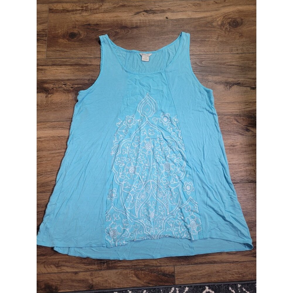 Ariat Top Women's Large Blue Western Embroidery Artsy Boho Sleeveless Tank